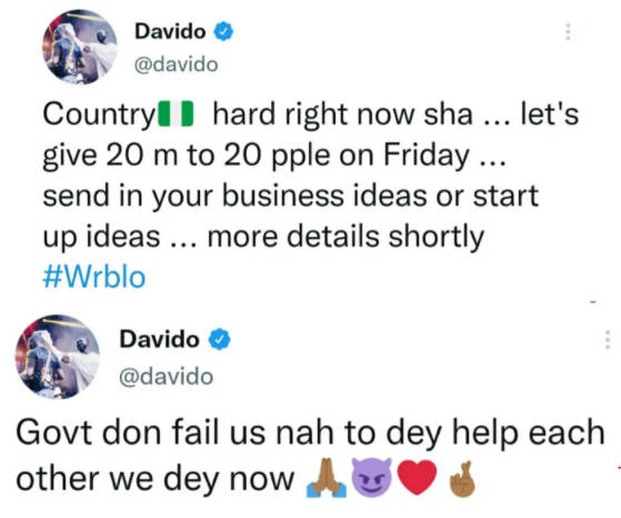 Davido to gift N20m to 20 Nigerians