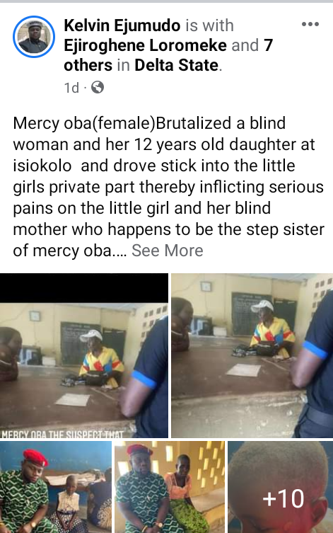 Woman brutalises 12-year-old niece in Delta, drives stick into her private part for allegedly stealing garri and fish