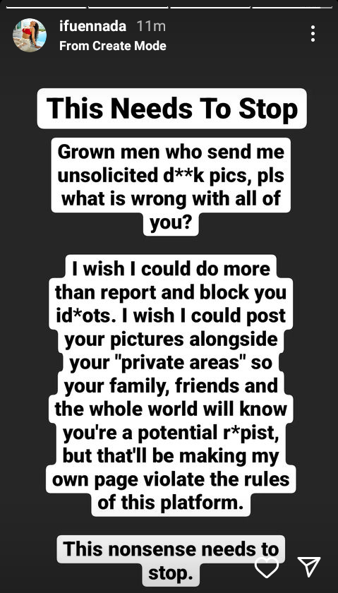 You are a potential rapist - BBNaija star, Ifu Ennada calls out men who send unsolicited dick photos to her 