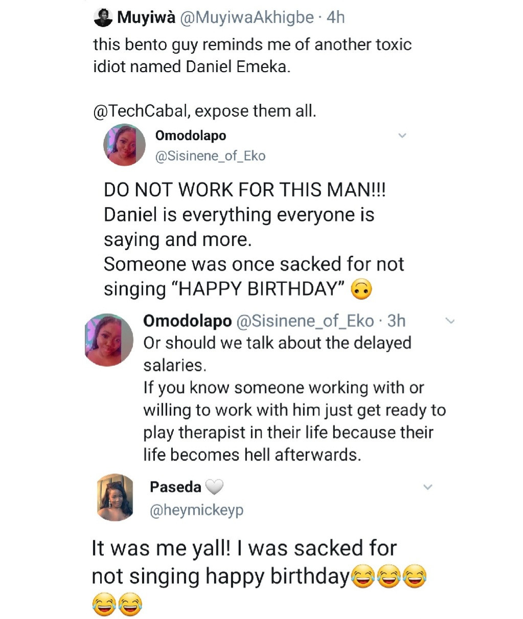 Boss responds with receipts after his former employees took to Twitter to call him out