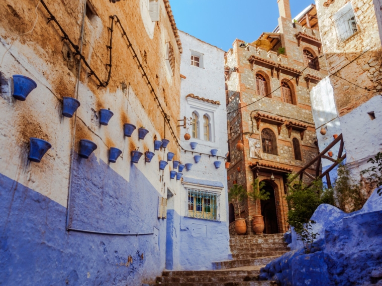 Alley in the medina of Chefchaouen, north of Morocco