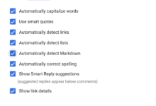 Screenshot of the Google Docs preferences pane, with the “Automatically detect Markdown” option selected.