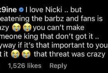 6ix9ine comments on Nicki Minja threatening to delay her album