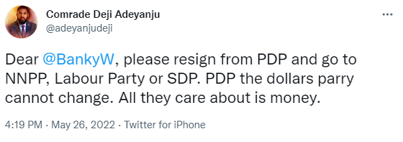 Nigerians react to reports of Banky W losing the PDP House of Reps ticket
