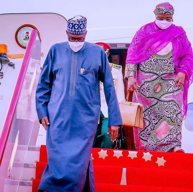 Photos of President Buhari, wife and daughters heading to Equatorial Guinea