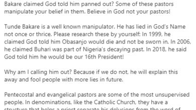 Reno Omokri calls out Pastor Tunde Bakare after he failed to secure a vote in APC presidential primary