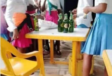 Secondary school students celebrate end of WAEC exams in beer parlour