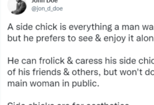 A side chick is everything a man wants in his woman - Media personality Jon Joe