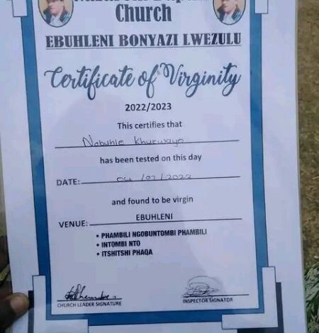 Certificate of Virginity