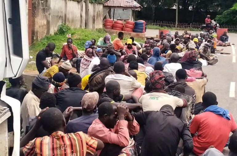 Ondo Amotekun intercepts two trucks conveying 151 suspected invaders who hid behind bags of rice, recovers dangerous charms (video) 