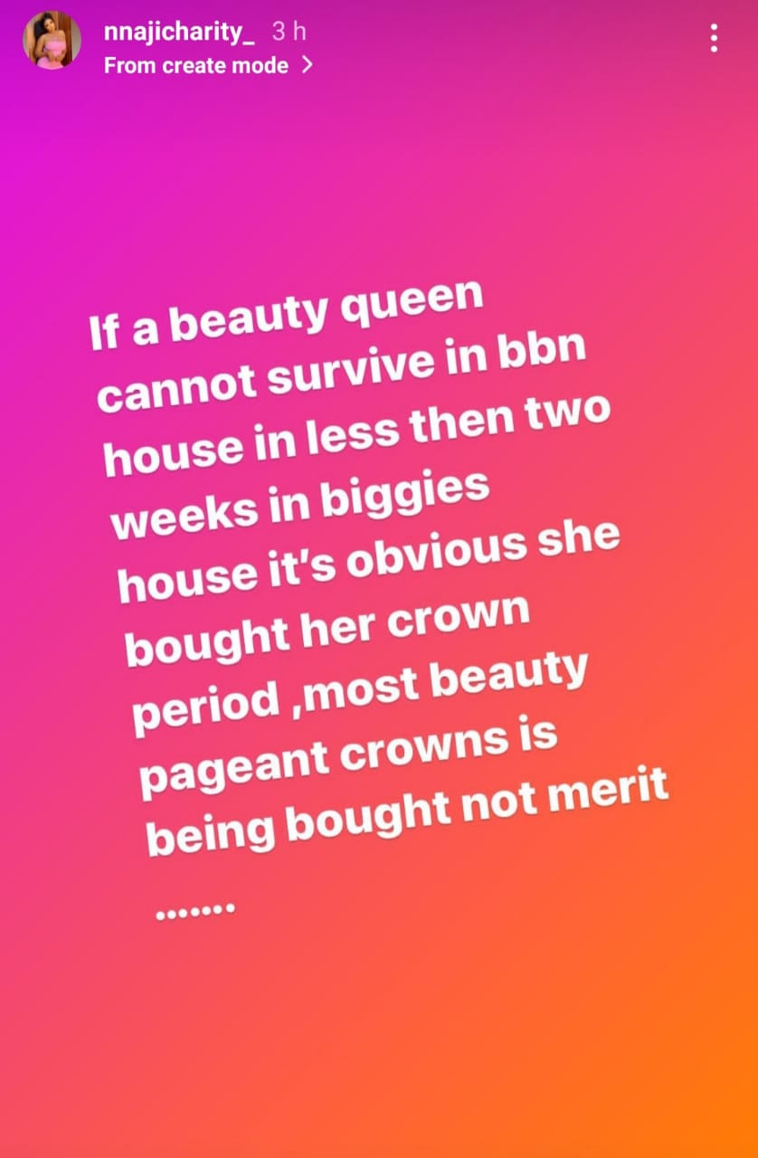 If a beauty queen cannot survive in BBN house in less than two weeks, its obvious she bought her crown - Actress Charity Nnaji