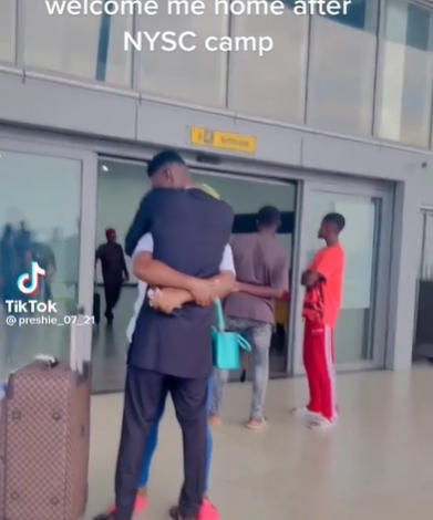 Lady shares video showing how her partner welcomed her home after NYSC