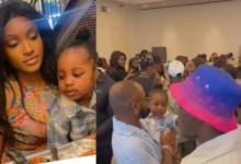 Singer Davido seen in public for the first time with his two-year-old son, Dawson, with UK-based makeup artiste Larissa London (video)