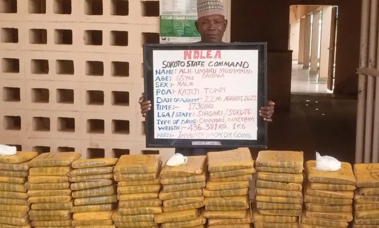 Sokoto village head arrested with 436.4kg of Indian hemp and 1kg Diazepam capsules