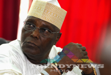 In this file photo taken on February 19, 2019 Candidate of the opposition Peoples Democratic Party (PDP) Atiku Abubakar (L) speaks with PDP Chairman of Board of Trustees Walid Jibrin as they attend an emergency National Executive Committee party meeting in Abuja ahead of rescheduled general elections. Pius Utomi EKPEI / AFP