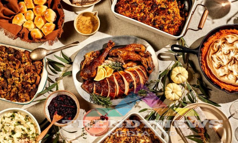 LOS ANGELES, CA - NOVEMBER 3, 2022: A Thanksgiving spread prepared by cooking columnist Ben Mims on November 3, 2022 in the LA Times test kitchen. (Katrina Frederick / For The Times)