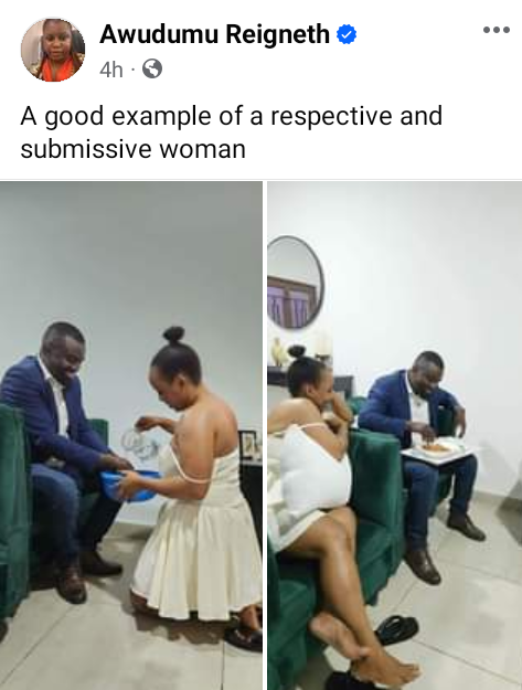 Nigerian lady shares photo of a "respectful and submissive woman"